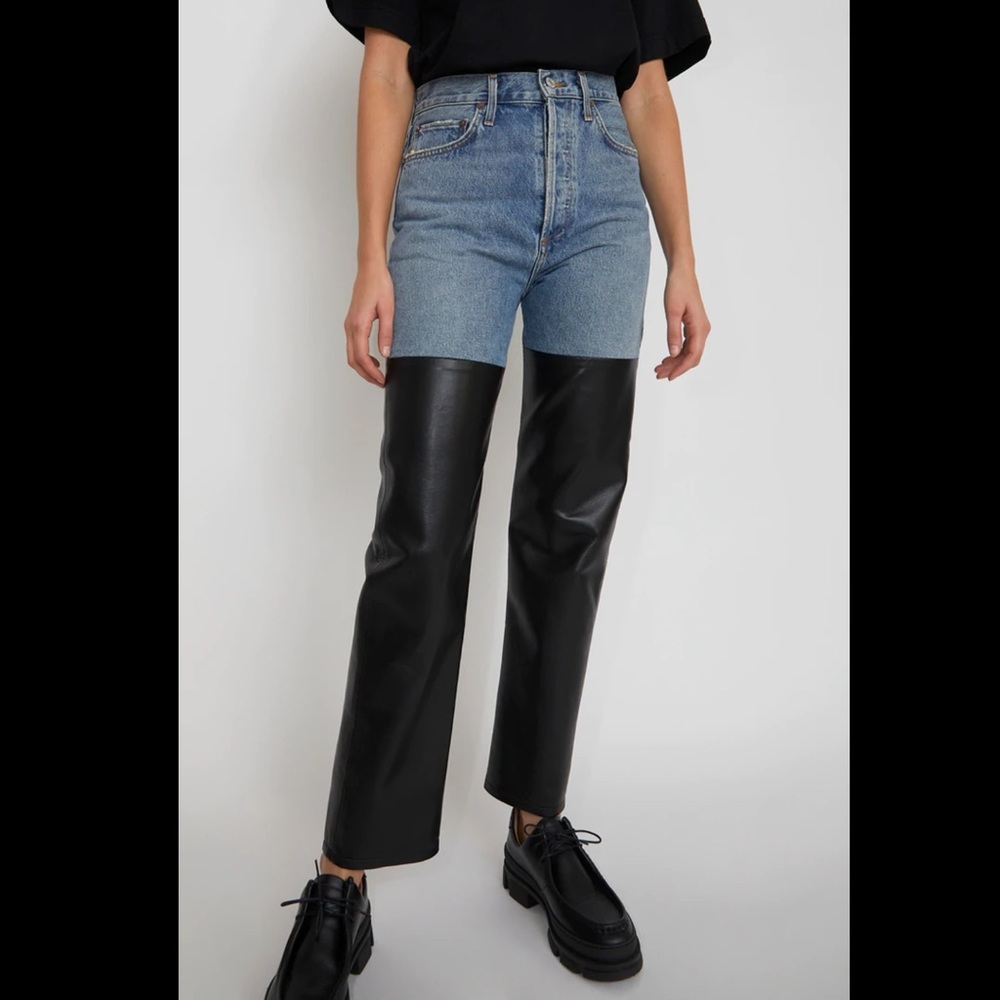 Agolde 90s pinch waist pieced leather Size 23